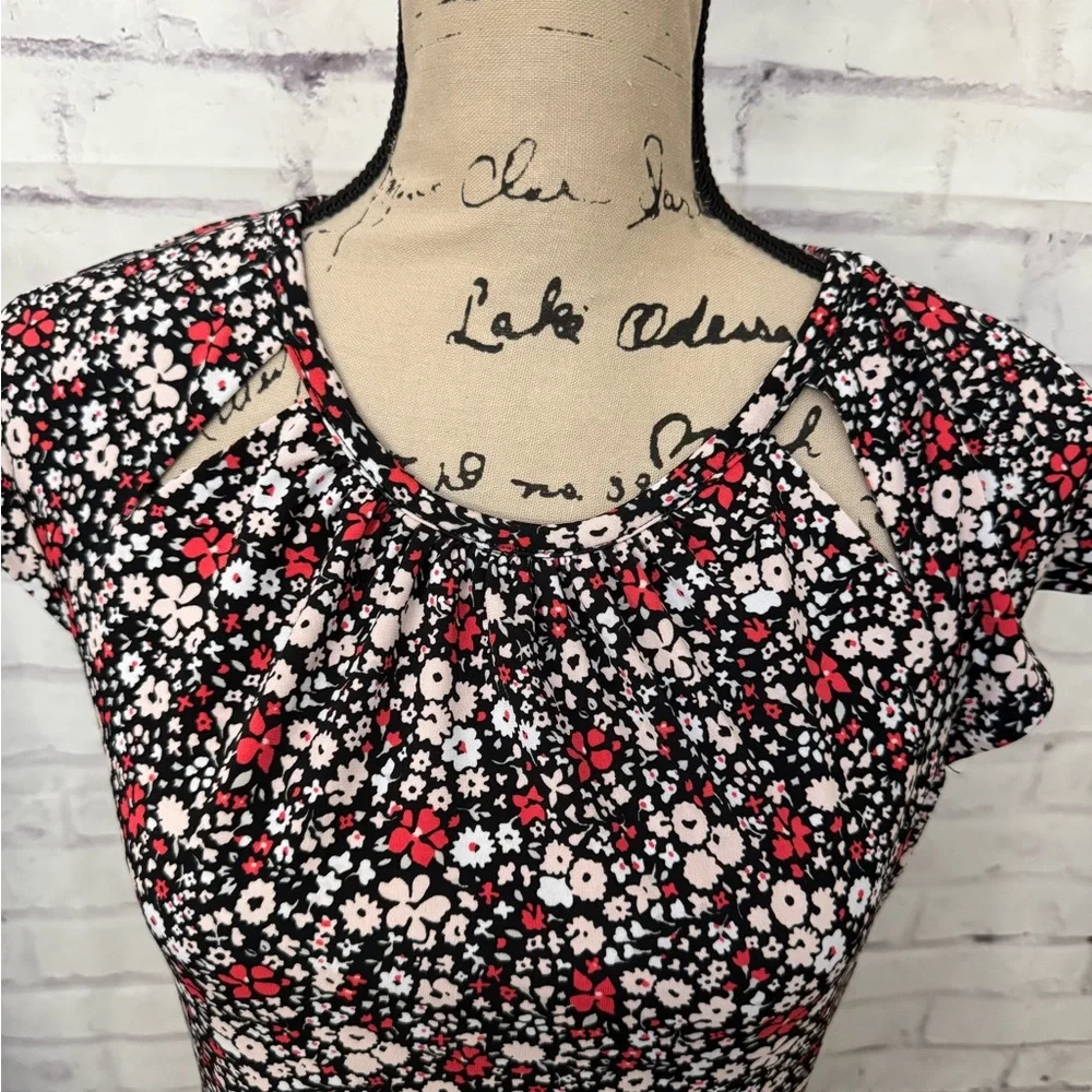 Michael Kors XS Brooks Floral Print Cut Out Dress Career Feminine Work Casual‎